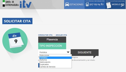 inspección Junta de Extremadura ITV